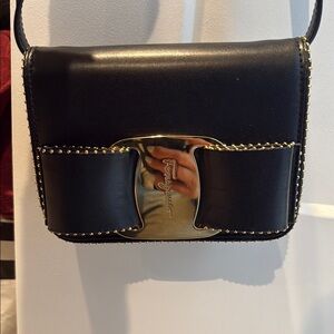 LIKE NEW: Salvatore Ferragamo Black and Gold Women's Bag